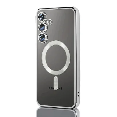 Husa Samsung Galaxy S24 Plus, Electroplating Magsafe TPU, protectie camera, margini argintii