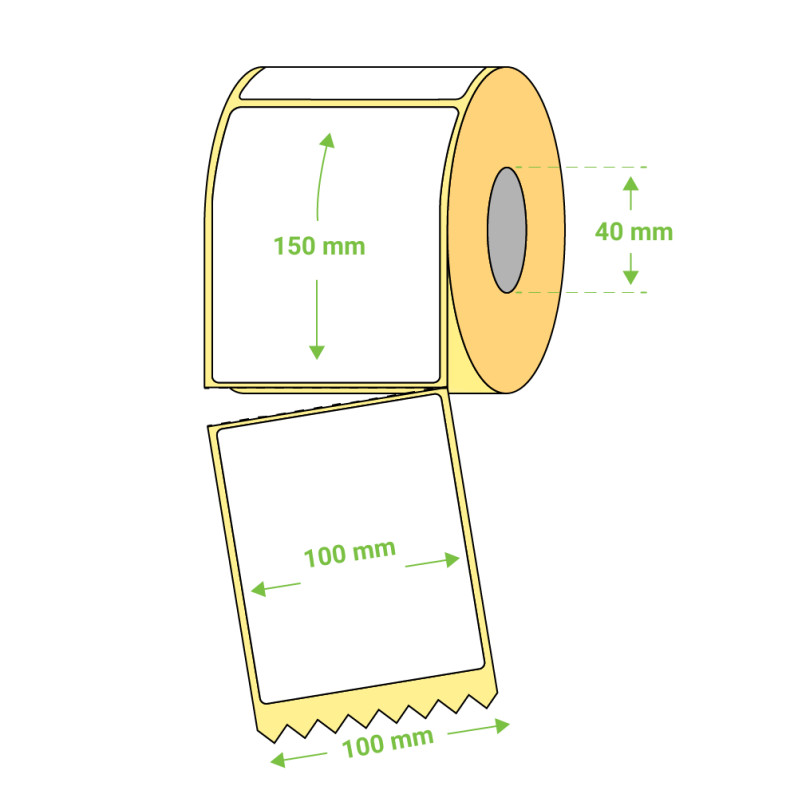 Etichete termice autoadezive la rola, 100 x 150 mm,  imprimate cu textul tau, 250 etichete — varianta 3