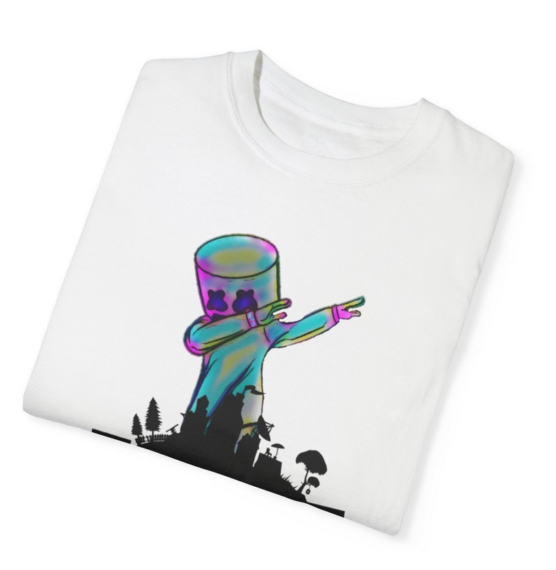 Tricou personalizat alb, copii/adulti, design Marshmello Fortnite, modal, diverse marimi — varianta 3