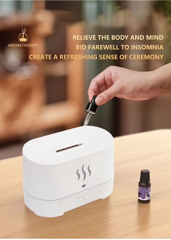 Umidificator aer, difuzor aromaterapie FT-1923A, efect flacara, telecomanda, turcoaz — varianta 2