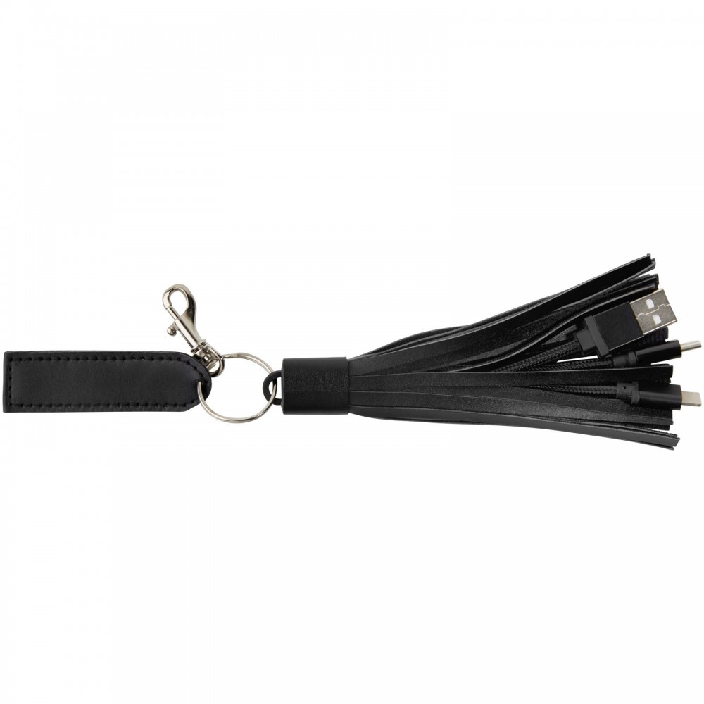 Cablu de incarcare tip breloc ciucure cu 3 capete (Lightning, Type-C, MicroUSB), negru — varianta 2