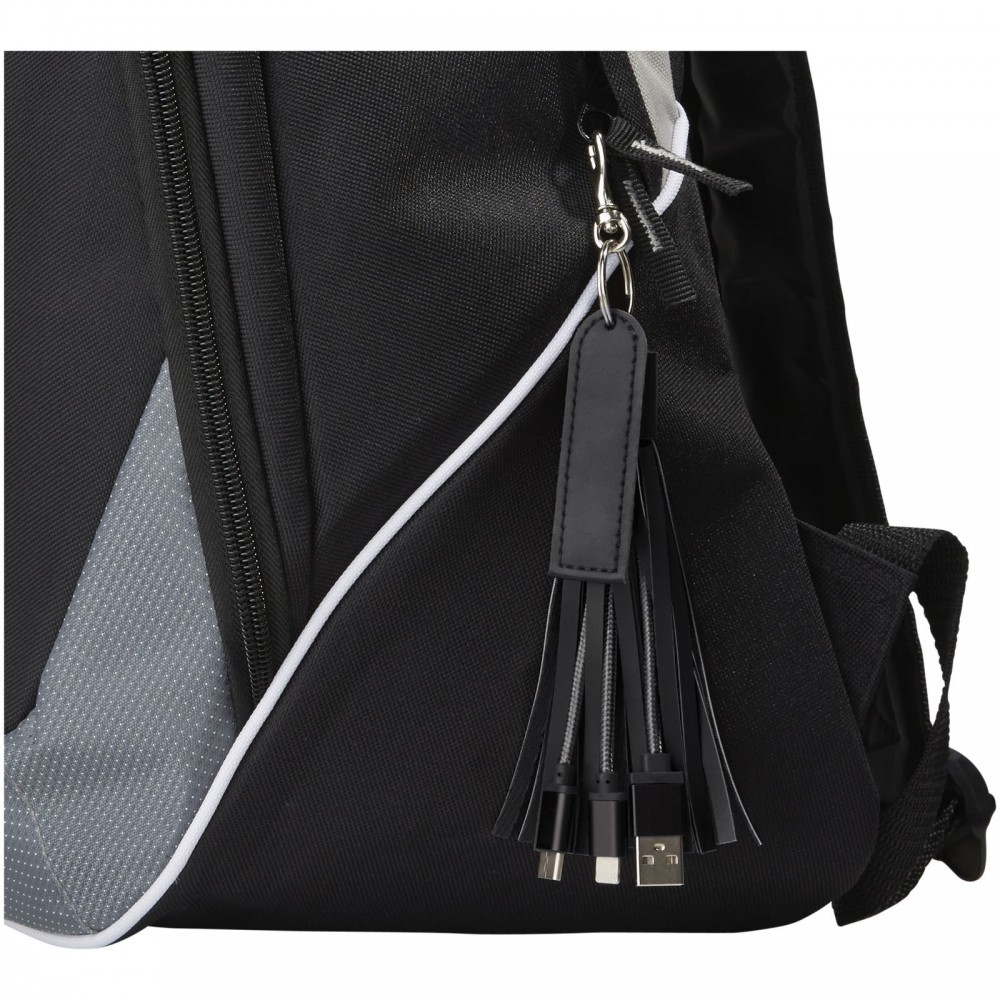 Cablu de incarcare tip breloc ciucure cu 3 capete (Lightning, Type-C, MicroUSB), negru — varianta 3