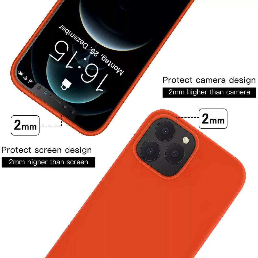 Husa Apple iPhone 11 Luxury Silicone, catifea in interior, protectie camere, portocalie — varianta 3