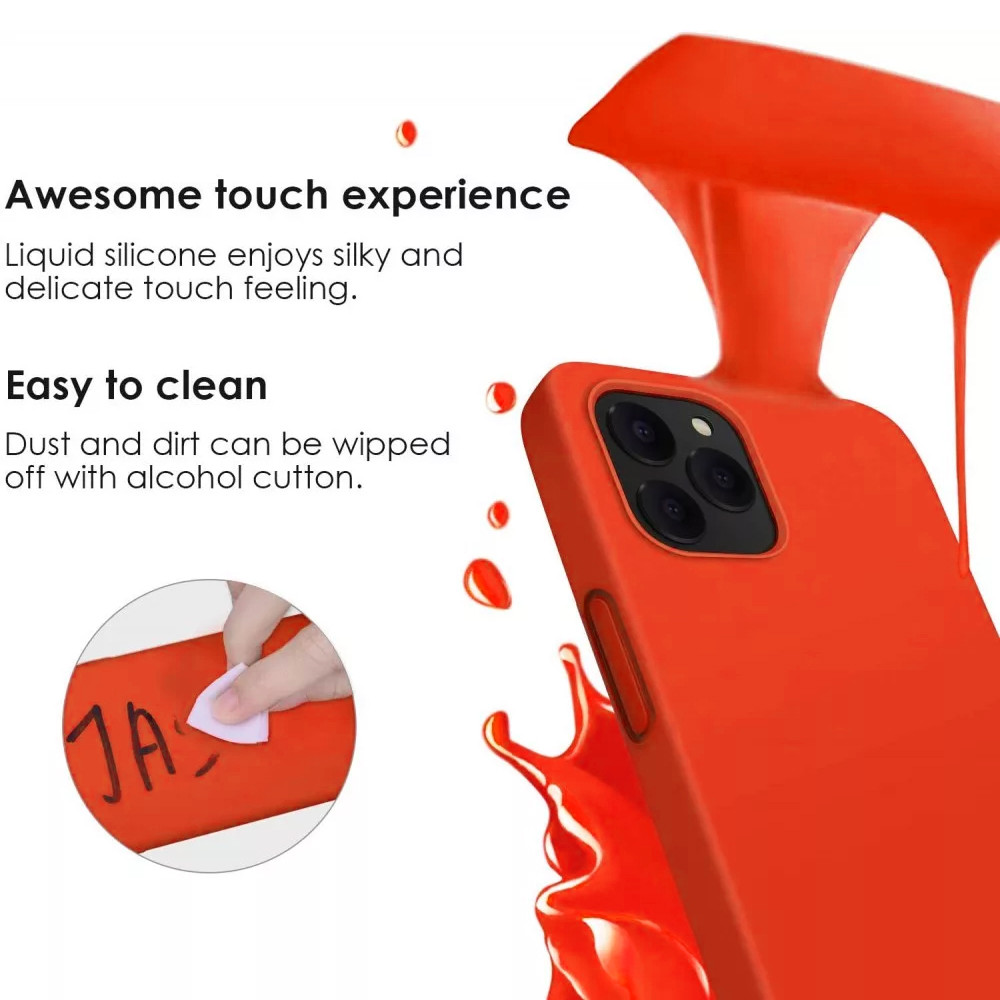 Husa Apple iPhone 11 Luxury Silicone, catifea in interior, protectie camere, portocalie — varianta 4