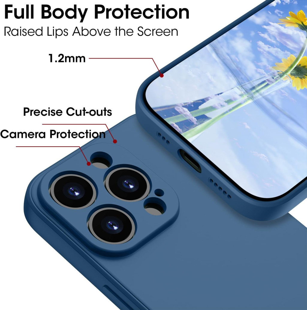 Husa Apple iPhone 14 Pro Max, Luxury Silicone, catifea in interior, protectie camere, albastra — varianta 3