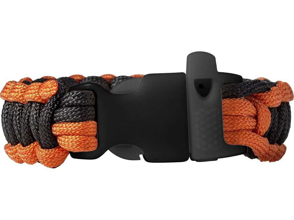 Bratara model Elevate Elliott Survival din snur tip Paracord, cu fluier, negru/portocaliu — varianta 3