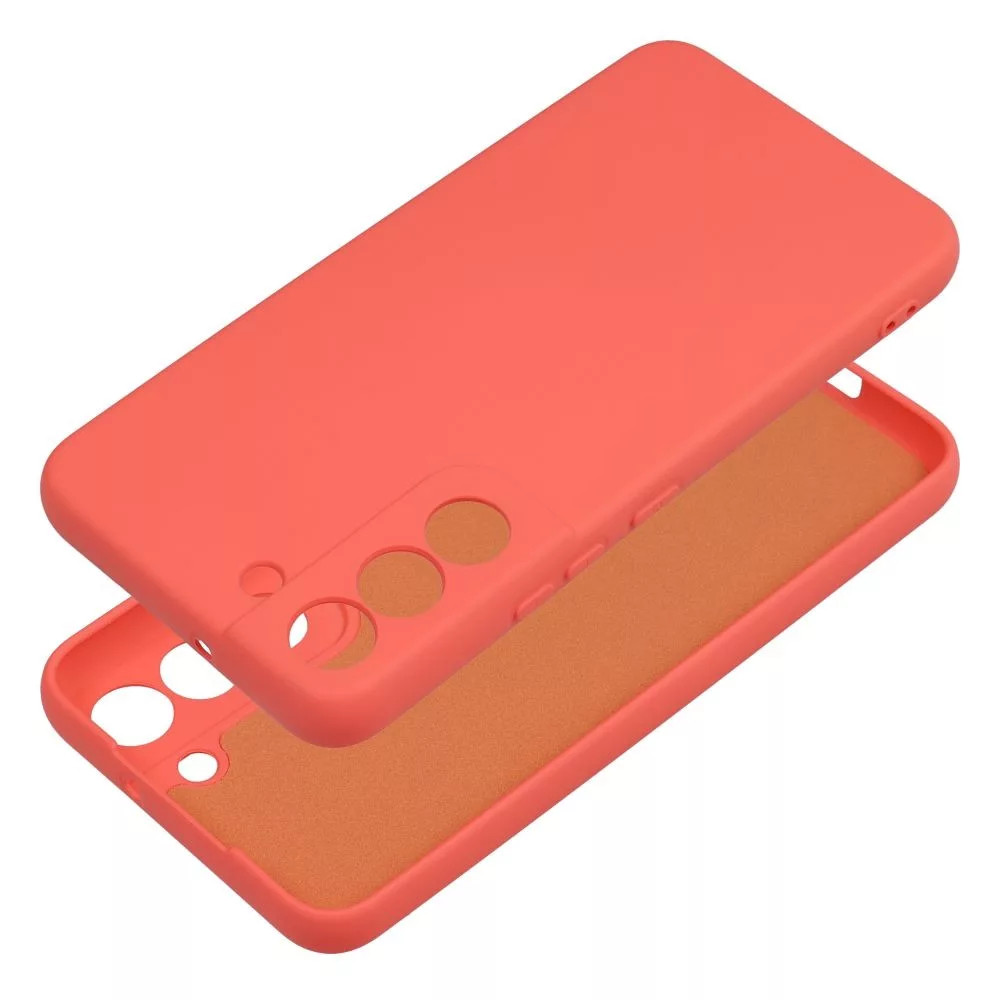 Husa Samsung Galaxy A05S, Luxury Silicone, protectie camera, catifea in interior, rosu piersica — varianta 2