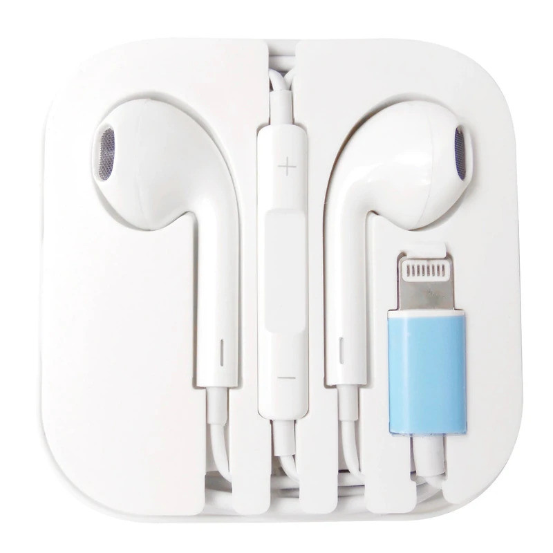 Casti audio cu microfon, conector Lightning pentru iPhone/iPad, albe — varianta 2