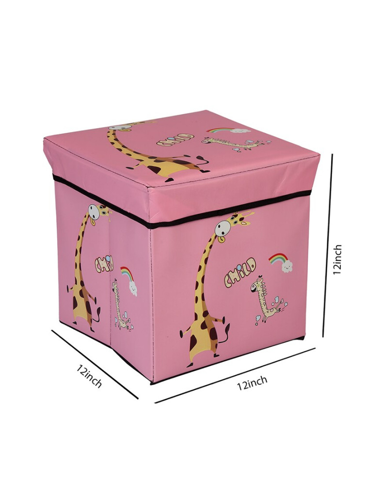 Cutie de depozitare tip taburet, pliabila, 30 x 30 x 30 cm, roz, Girafa — varianta 7