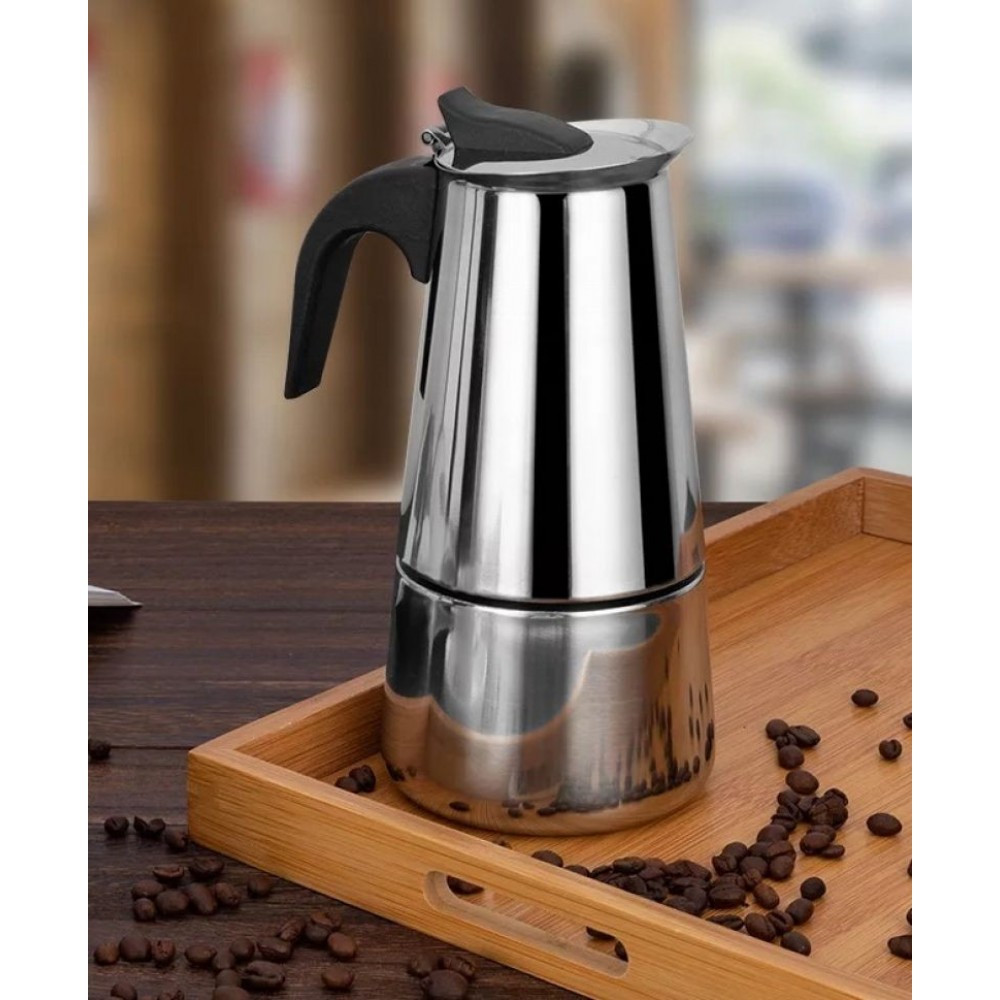 Cafetiera, espresso maker, otel inoxidabil, 300 ml, 6 cesti — 5