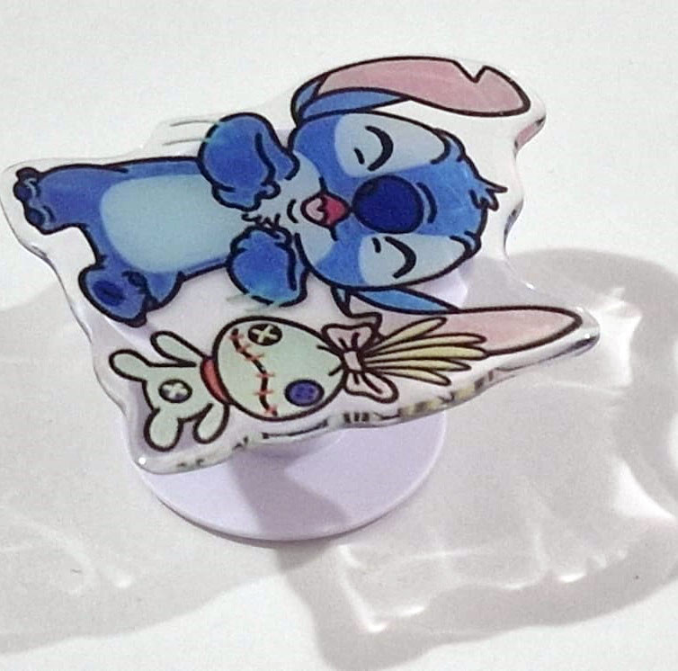 Suport telefon mobil tip popsocket, model Stitch si prietenul lui — varianta 2