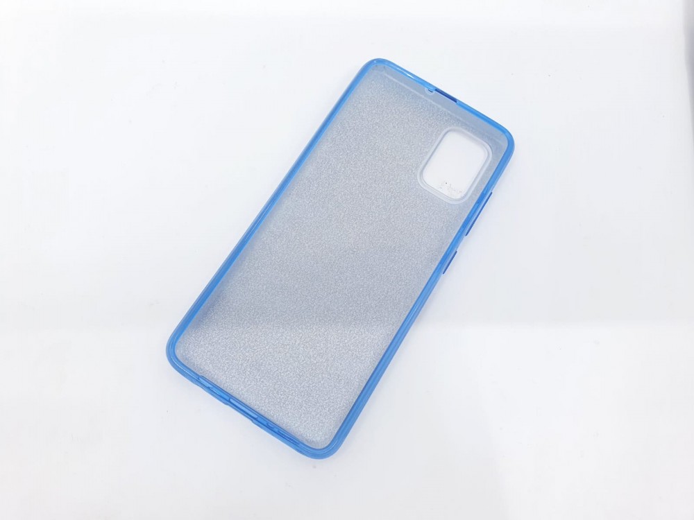 Husa Flowers Glitter pentru Samsung Galaxy S20, cu mesaj, albastra — varianta 4