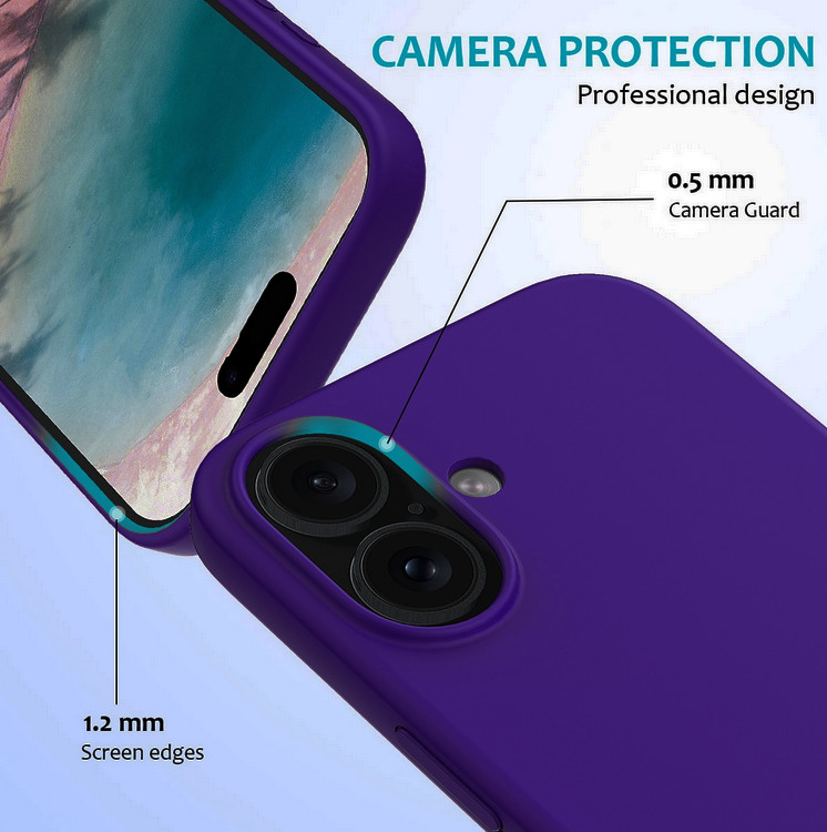 Husa Apple iPhone 16 Plus, Luxury Silicone, catifea in interior, indigo — varianta 3