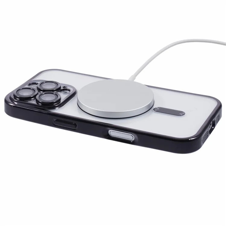 Husa Apple iPhone 13 Pro, Magsafe Electroplating TPU, protectie camera, margini negre — varianta 2