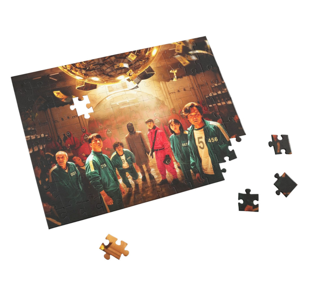Puzzle 80 piese, 20 x 15 cm, personaje Squid Game, model 3 — varianta 2