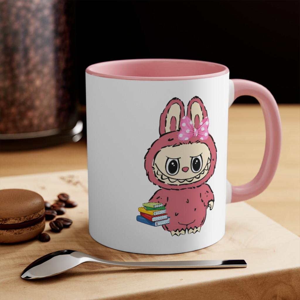 Cana ceramica personalizata, design La Bubu, 330 ml, alb/roz, model 1 — varianta 2