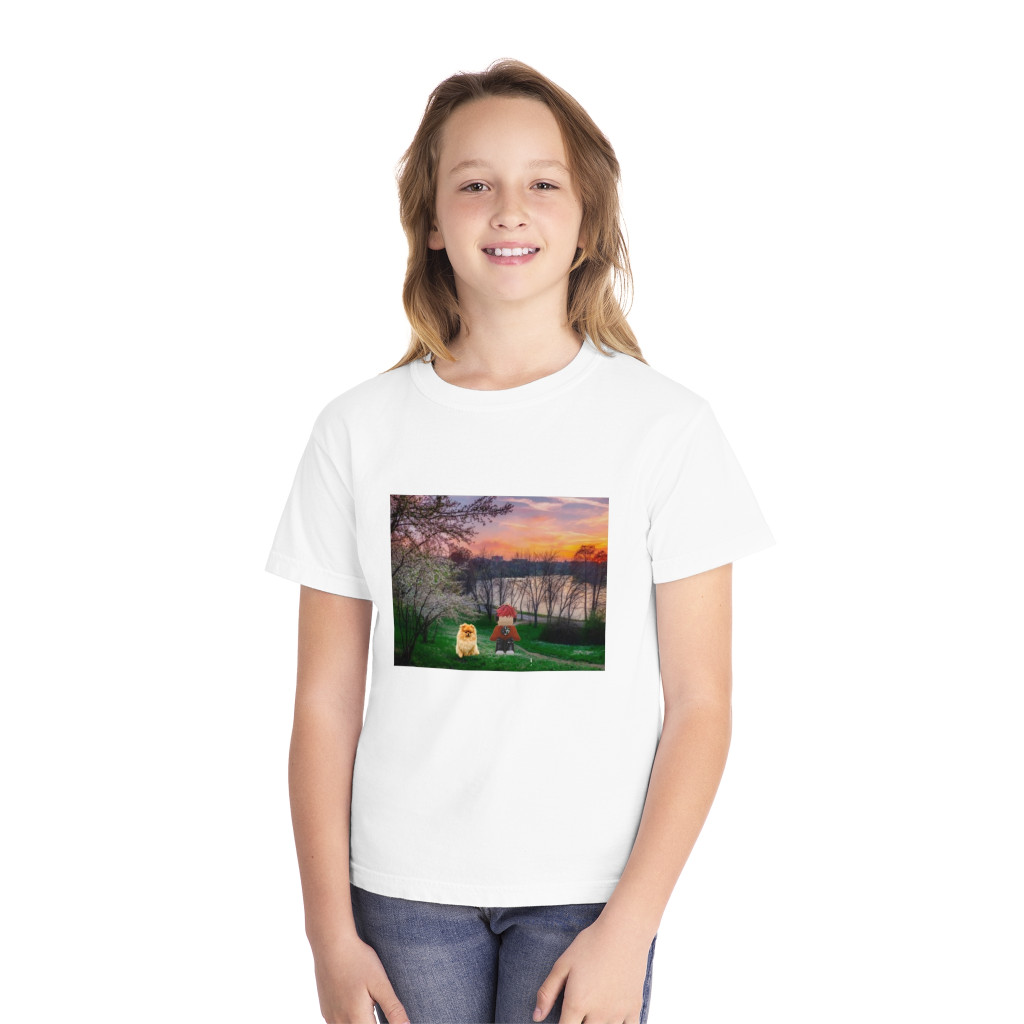 Tricou personalizat alb, copii/adulti, design Lucas Roblox si catelul, modal, diverse marimi — varianta 3