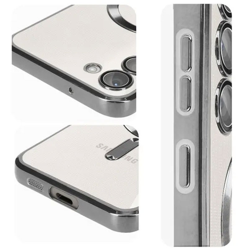 Husa Samsung Galaxy S23 Ultra, Electroplating Magsafe TPU, protectie camera, margini argintii — varianta 2