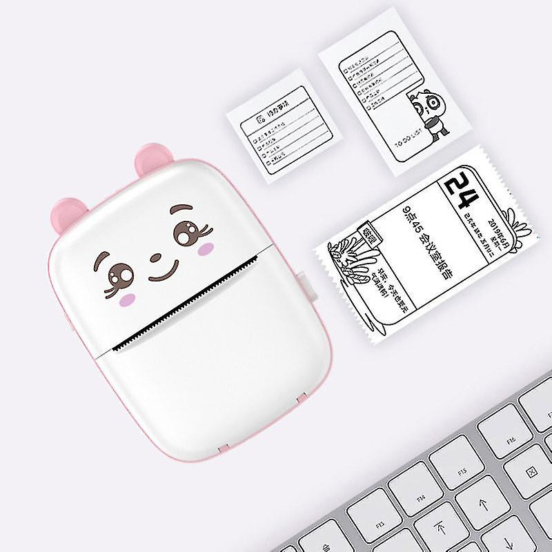 Mini imprimanta termica ABC, compatibila iOS/Android, model pisicuta, roz — varianta 2