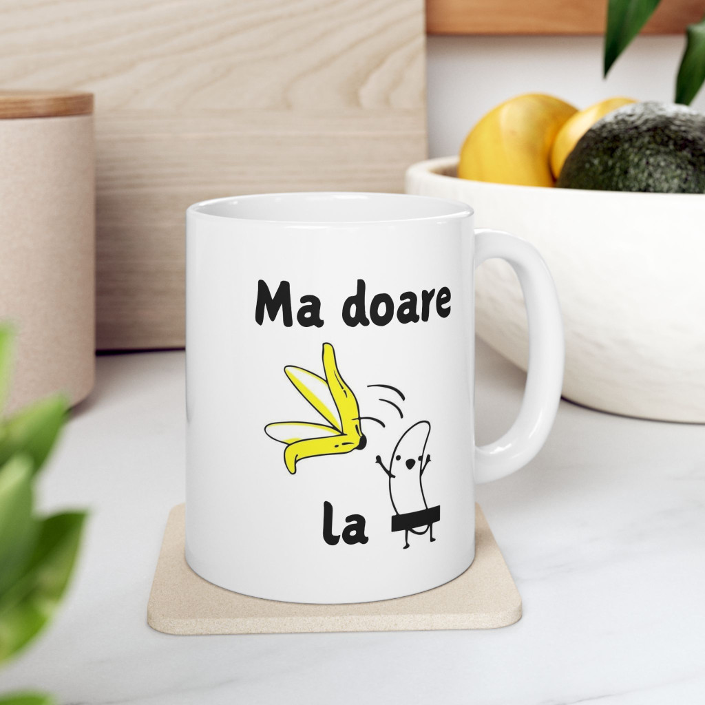 Cana ceramica personalizata, mesaj "Ma doare la", 330 ml, alba — varianta 2