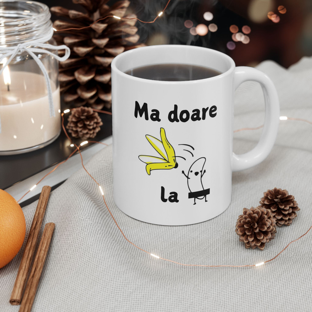 Cana ceramica personalizata, mesaj "Ma doare la", 330 ml, alba — varianta 3