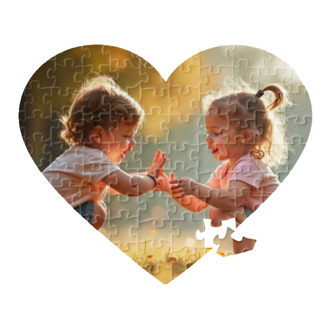 Puzzle personalizat cu poza ta, in forma de inima, 23.5 x 17.5 cm, 50 piese — varianta 2