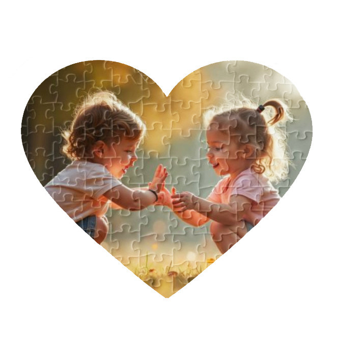 Puzzle personalizat cu poza ta, in forma de inima, 23.5 x 17.5 cm, 50 piese — varianta 3