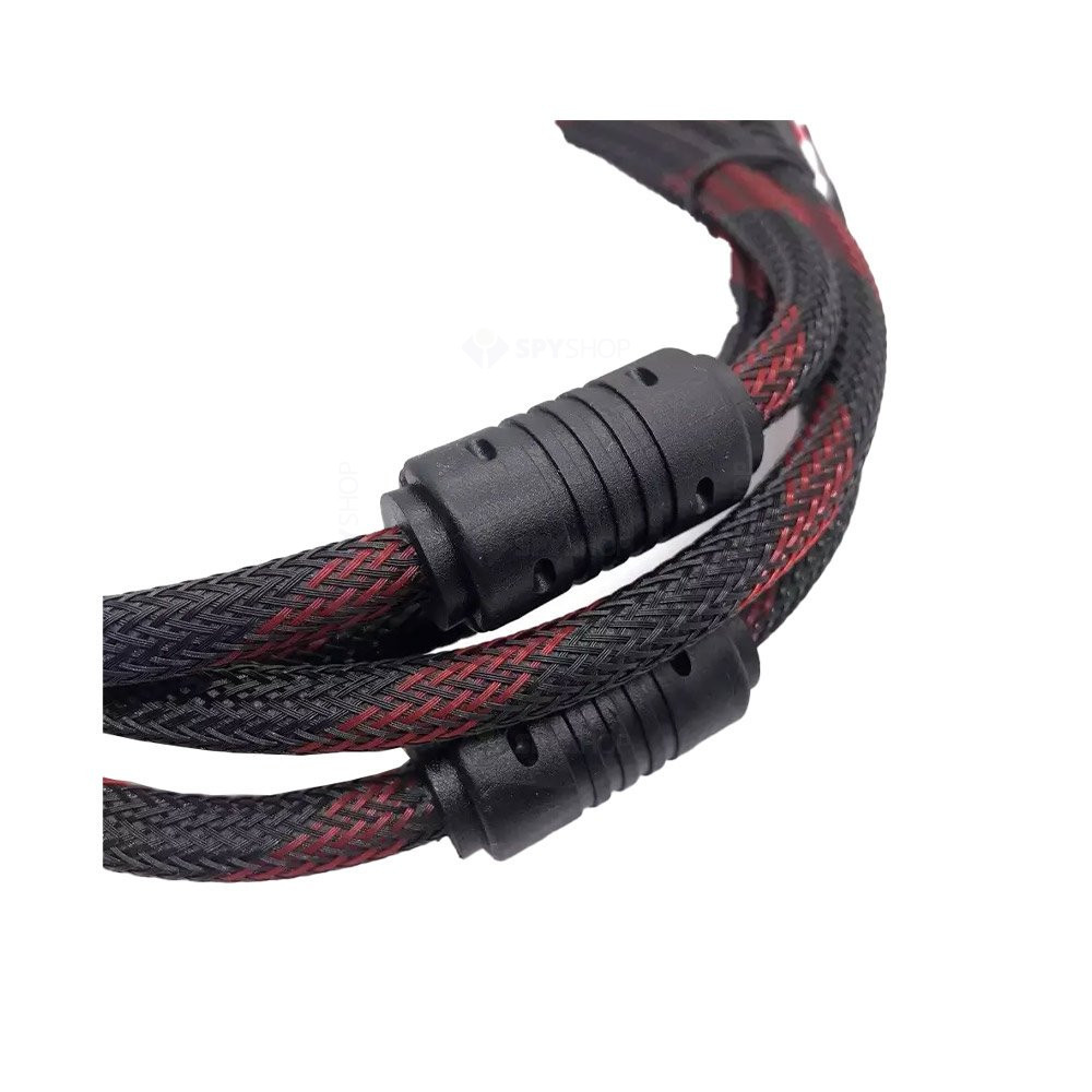 Cablu HDMI to HDMI, lungime 1.5 metri, protectie textila, negru/rosu — 2