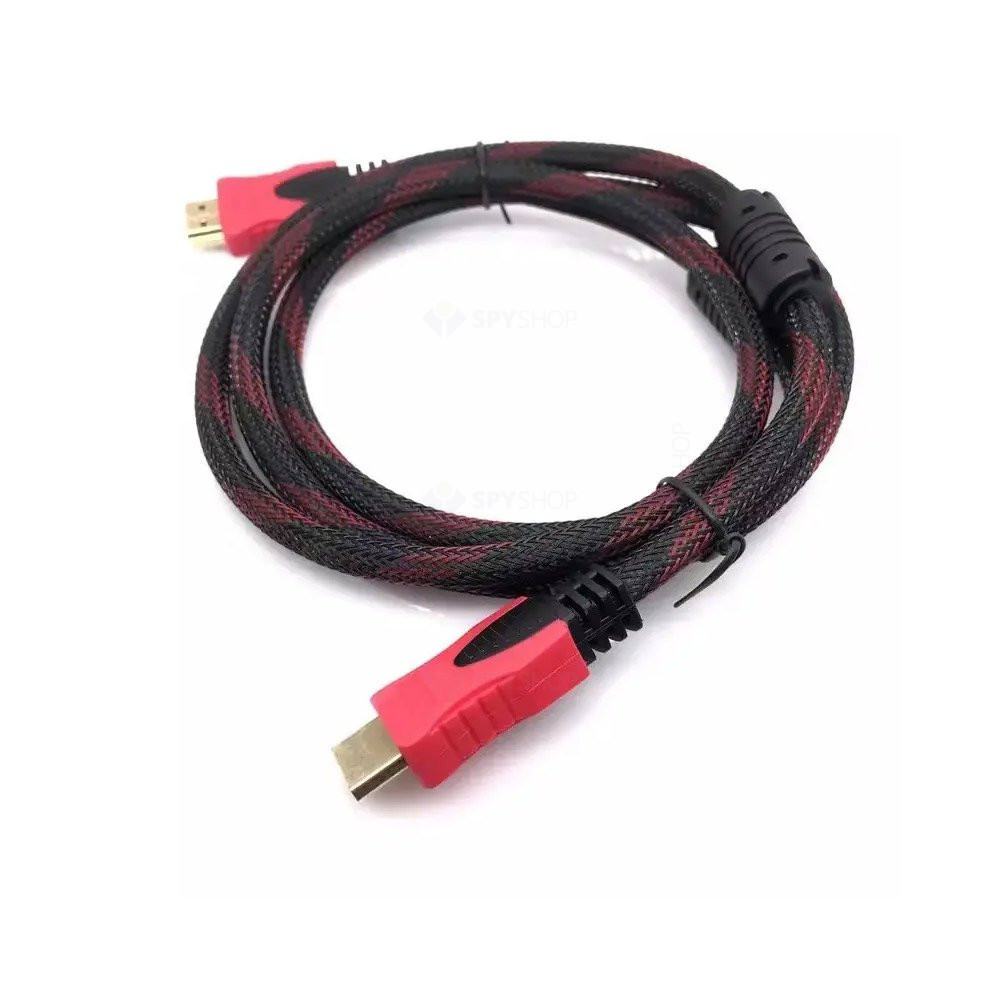 Cablu HDMI to HDMI, lungime 1.5 metri, protectie textila, negru/rosu — 4