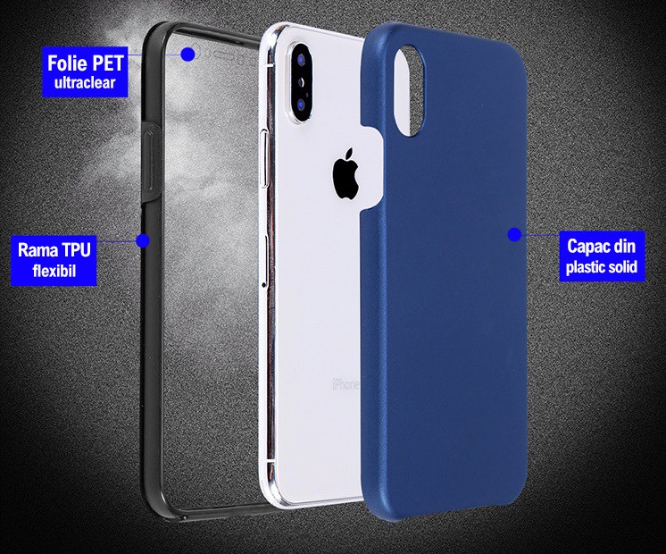 Husa protectie Huawei Y5P (fata + spate) Fully PC & PET 360°, portocalie — varianta 3