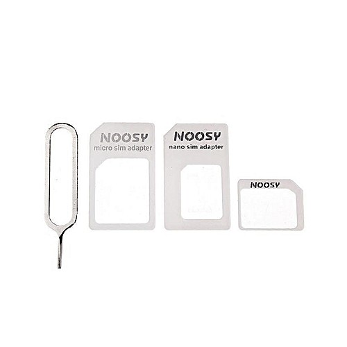 Set adaptoare SIM-uri NOOSY 4 in 1, include 3 adaptoare si un ac pentru extragere SIM — varianta 2