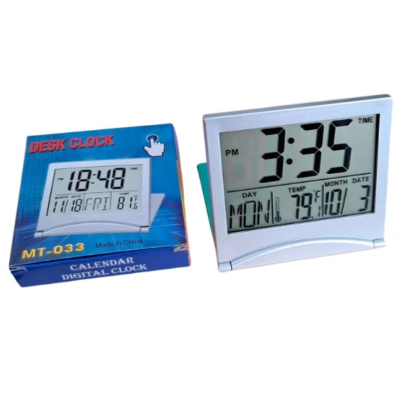 Ceas de masa digital MT-033, temperatura, data, alarma, dimensiuni reduse — 4