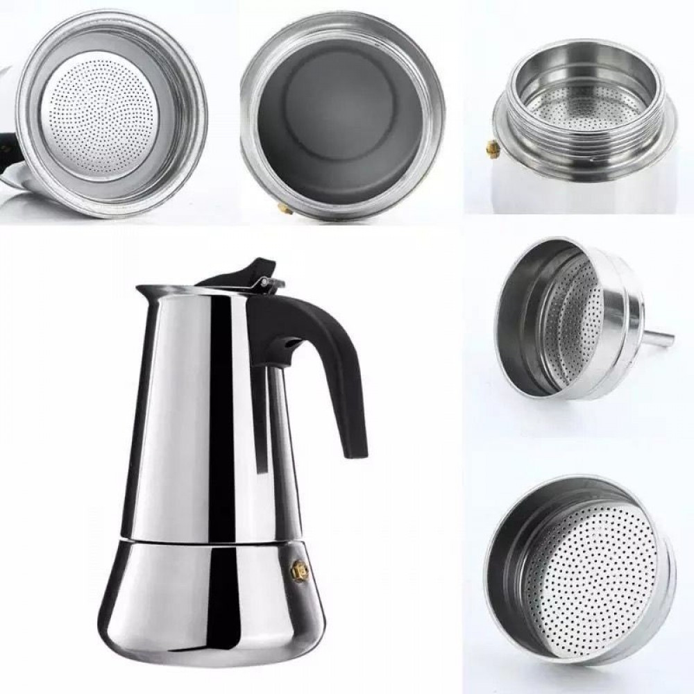 Cafetiera, espresso maker, otel inoxidabil, 450 ml, 9 cesti — varianta 4