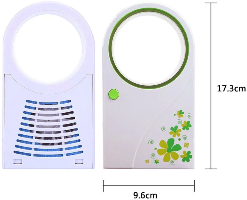 Mini ventilator portabil fara elice, alimentare USB sau baterii, alb/roz — 2