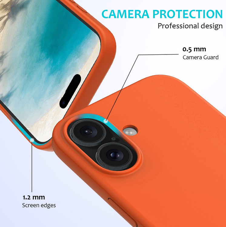 Husa Apple iPhone 16 Plus, Luxury Silicone, catifea in interior, portocalie — varianta 3