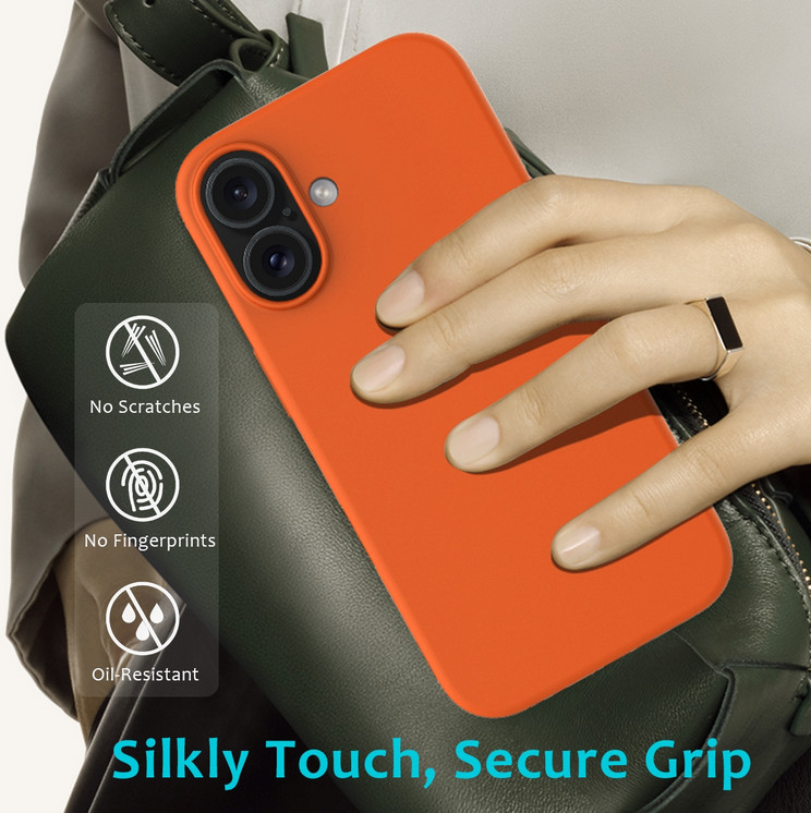 Husa Apple iPhone 16 Plus, Luxury Silicone, catifea in interior, portocalie — varianta 4