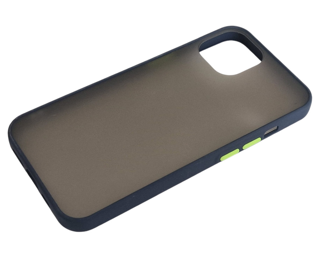 Husa de protectie Apple iPhone 13, Shockproof Bumper, rama albastra, butoane verzi — varianta 2