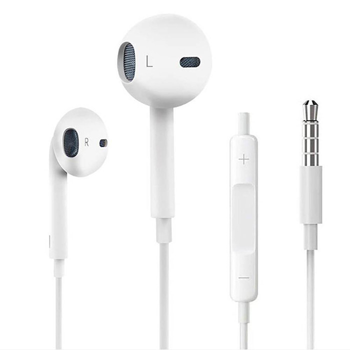 Casti audio cu microfon Megabass, conector jack 3.5 mm, albe — 3