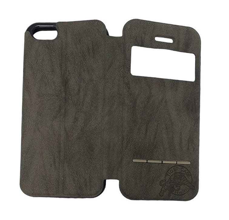 Husă protectie Apple Iphone 5/5S/SE, Tiger Case, tip carte, fereastra notificari, maro inchis — varianta 2