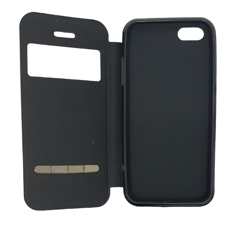 Husă protectie Apple Iphone 5/5S/SE, Tiger Case, tip carte, fereastra notificari, maro inchis — varianta 3