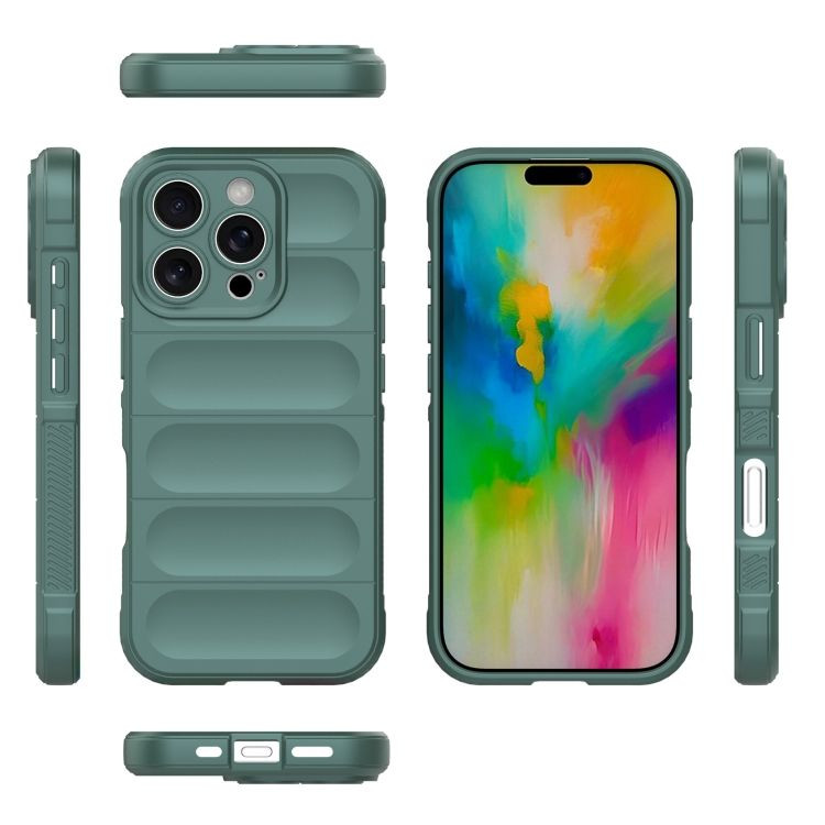 Husa Apple iPhone 16 Pro, Wave Silicone, protectie camera, catifea in interior, deep green — varianta 3