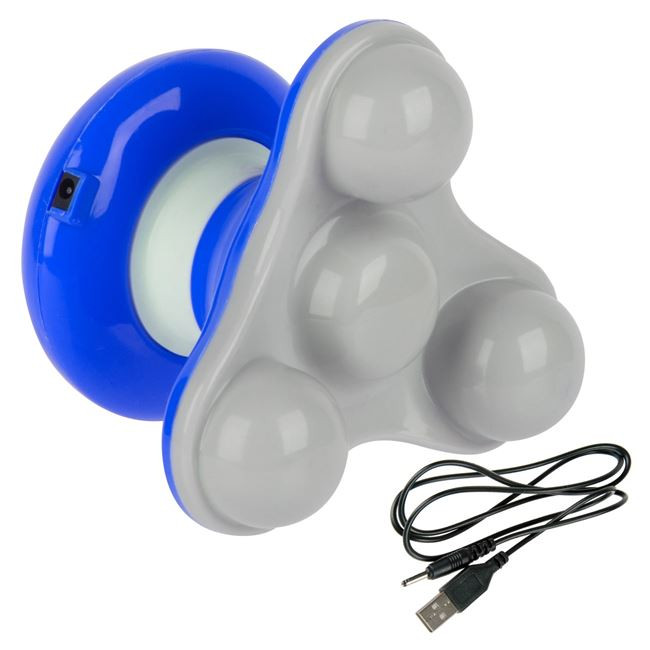 MIni aparat pentru masaj, alimentare baterii sau cablu USB, 10 x 10 cm, albastru — varianta 2