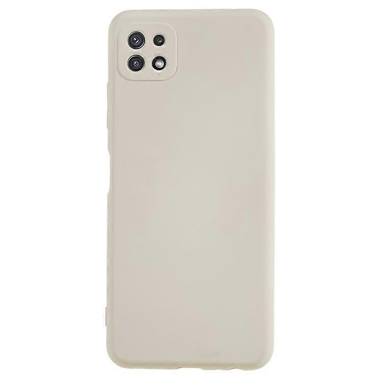 Husa Samsung Galaxy A22 5G Luxury Silicone, catifea in interior, protectie camere, bej — varianta 2