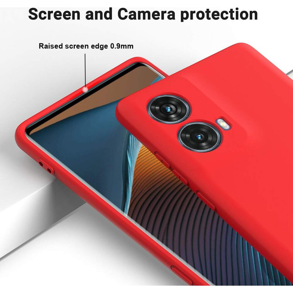 Husa Motorola Moto G85, Luxury Silicone, protectie camera, catifea in interior, rosie — varianta 3