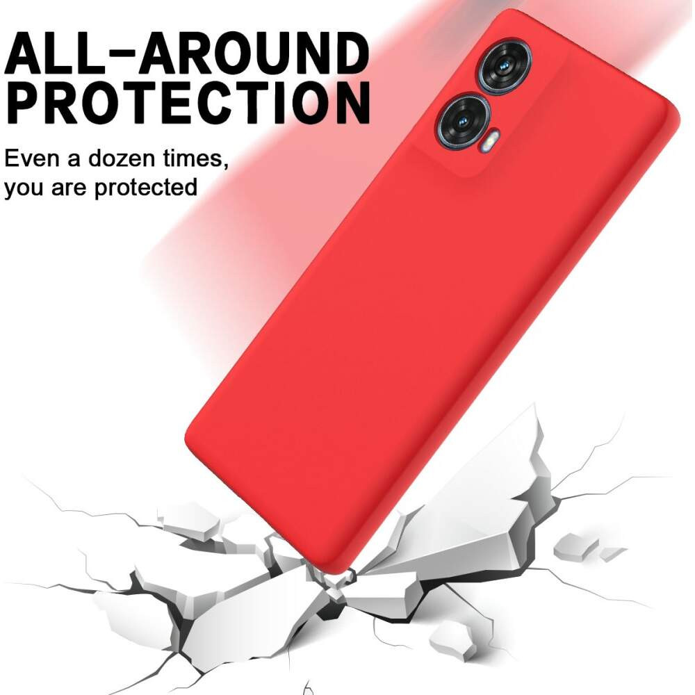 Husa Motorola Moto G85, Luxury Silicone, protectie camera, catifea in interior, rosie — varianta 4