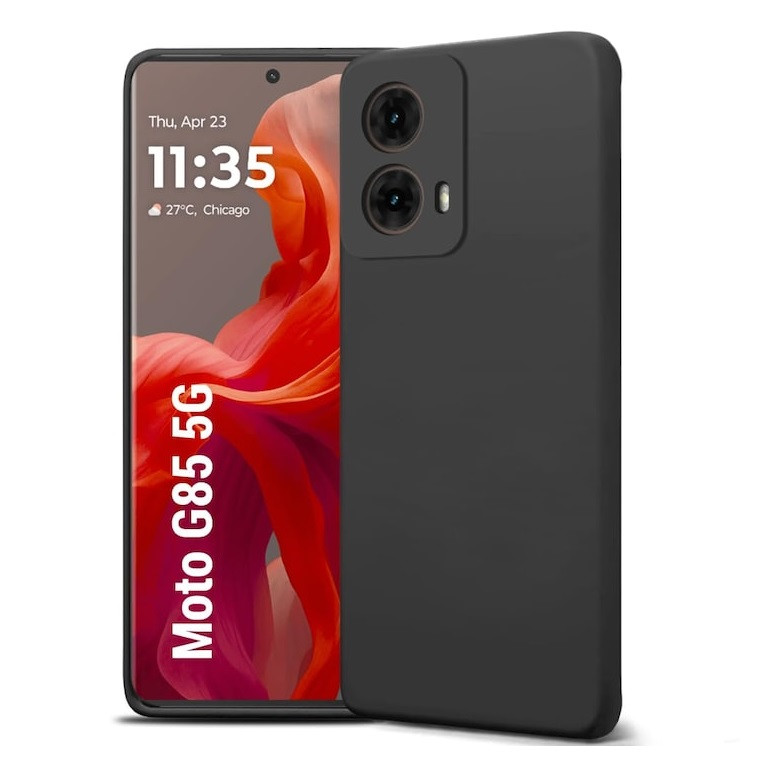 Husa Motorola Moto G85, Luxury Silicone, protectie camera, catifea in interior, neagra — varianta 2