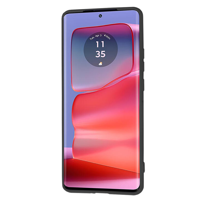 Husa Motorola Edge 50 Pro, Luxury Silicone, protectie camera, catifea in interior, neagra — 2