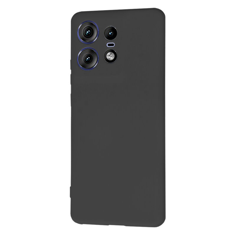 Husa Motorola Edge 50 Pro, Luxury Silicone, protectie camera, catifea in interior, neagra — 3