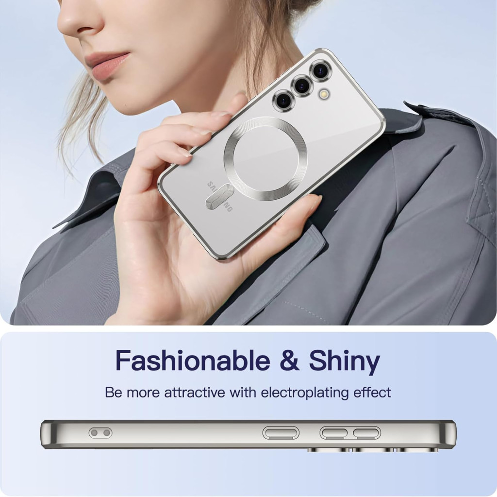 Husa Samsung Galaxy S24, Electroplating Magsafe TPU, protectie camera, margini verzi — varianta 6