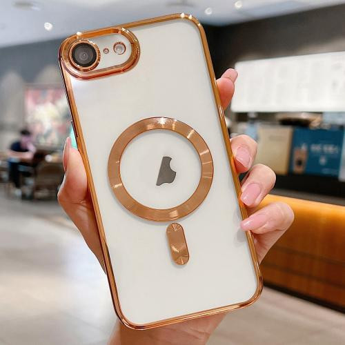 Husa Apple iPhone 16e, Magsafe Electroplating TPU, protectie camera, margini aurii — 2